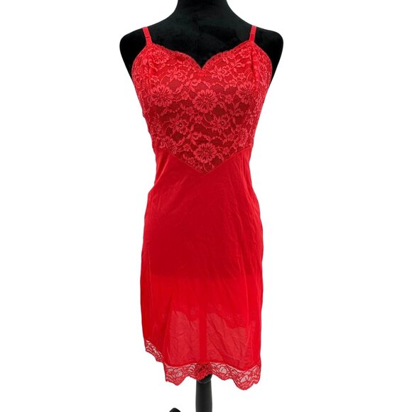 Vintage Vanity Fair Lace Slip Dress 32 Nylon Sweetheart Neck Empire Waist‎ USA - Picture 3 of 8